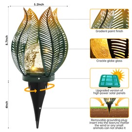 QZGE Solar Garden Lights Outdoor Decorations Garden Decor,Crackle Globe Glass,Gardening Gifts Waterproof Solar Lights for Outdoor Decor Patio,Lawn,Balcony,Porch,Yard Art