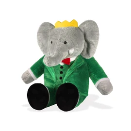 YOTTOY Babar Elephant Plush – Classic Seated Babar Stuffed Animal Toy Wearing Green Suit, Red Bowtie and Golden Crown, Soft 9.5" Babar Character Plush from the Beloved Children's Book, Gift for Kids
