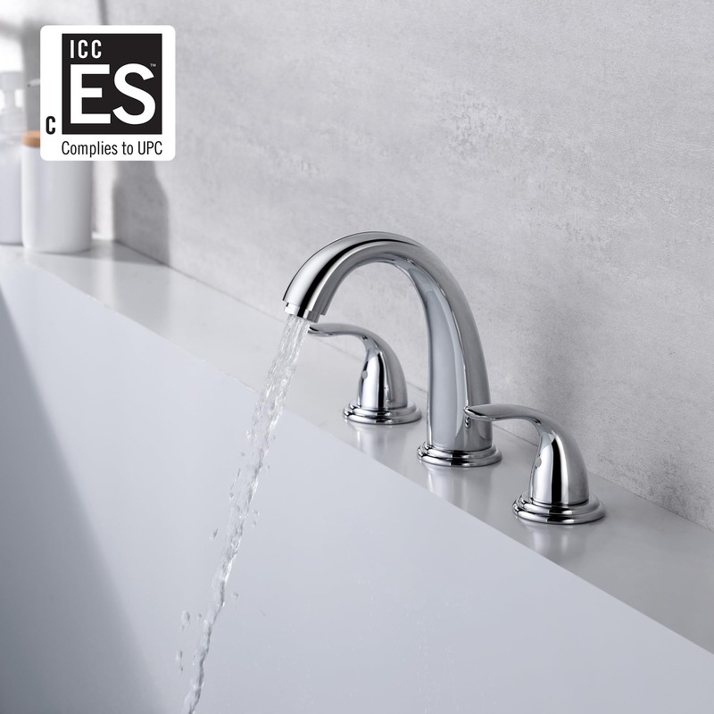 sumerain 2 Handle Widespread Roman Tub Faucet with Valve Chrome