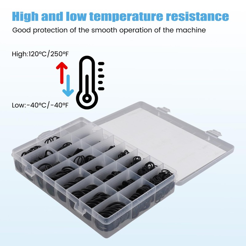 1200pcs O Ring Sealing Washer Black Rubber O-Ring Plumbing Gasket