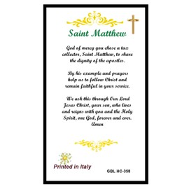 Saint Matthew The Apostle Patron Saint of Accountants and Bankers Blessed Laminated Italian Holy Card with Gold Accents