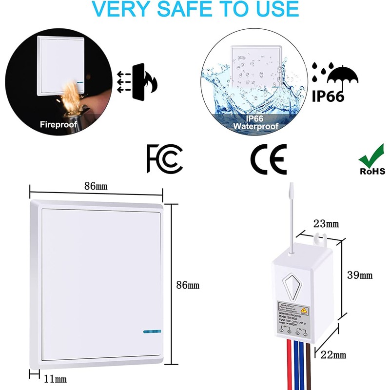 NineLeaf Wireless Lights Switch Kit, Remote Wall Switch Wireless Control