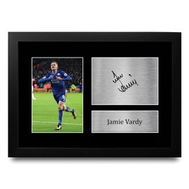 HWC Trading FR A4 Jamie Vardy Leicester City Gifts Printed Signed Autograph Picture for Football Fans and Supporters - A4 Framed
