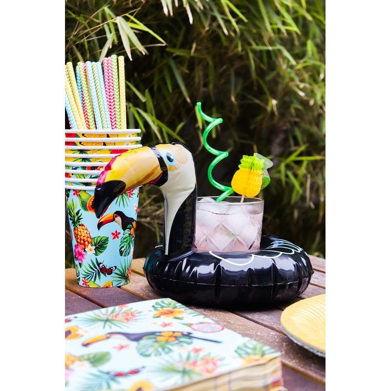 Folat 20728 Inflatable Floating Toucan Cup Holder Multi Colors, Black