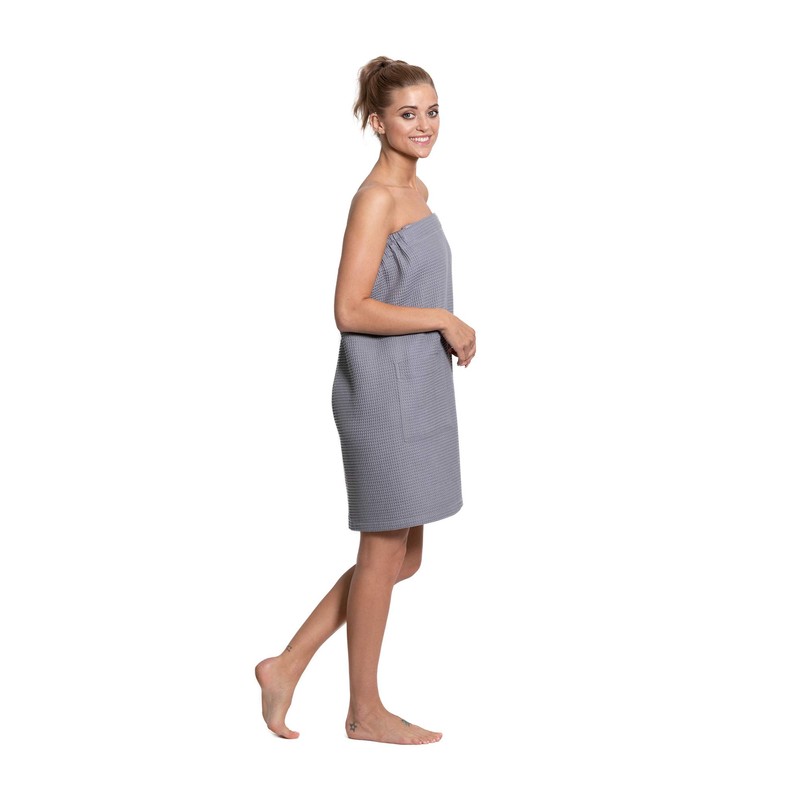 Turkuoise Linen Lightweight Spa/Bath Waffle Body Wrap with Adjustable Closure