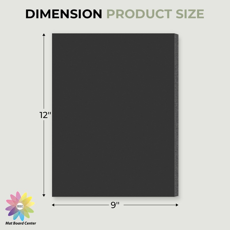 Mat Board Center, 12 Pack 9x12 Black Foam Boards, Acid