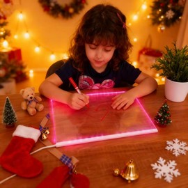 Lumi Drawing Board for Kids - cosmody Led Board with 7 Colors & 4 Modes, lumiboard Glow Writing Magic Board with Markers, for Christmas Gift Creative Play 12x8 Inch