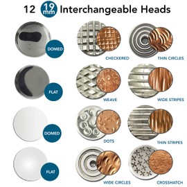 The Beadsmith Interchangeable Texture Hammer - Metal Elements - 10.5 Inches with Wooden Handle, 65mm Steel Head with Twelve 19mm Faces - Texturing Tool Used to Add Patterns & Dimension to Metalwork