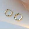 QueenBee 925 Sterling Silver Gold-Plated Small Hoops, Simple Silver, Premium