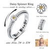 ZOEXUE Sterling Silver Daisy Anxiety Spinner Rings with Just Breathe
