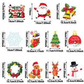 30 Pieces Christmas Party Hanging Decorations Garland Snowman Elk Sign Xmas Holiday Ceiling Hanging Foil Swirl Decorations for Indoor Outdoor Happy Christmas Holiday Party Supplies