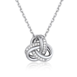 Sterling Silver Cubic Zirconia Love Knot Pendant Necklace For Women, Infinity Love Knot Choker Necklace, Trinity Knot Forever Love Knot Infinity Pendant For Women Dainty Gifts For Women Wife Mom