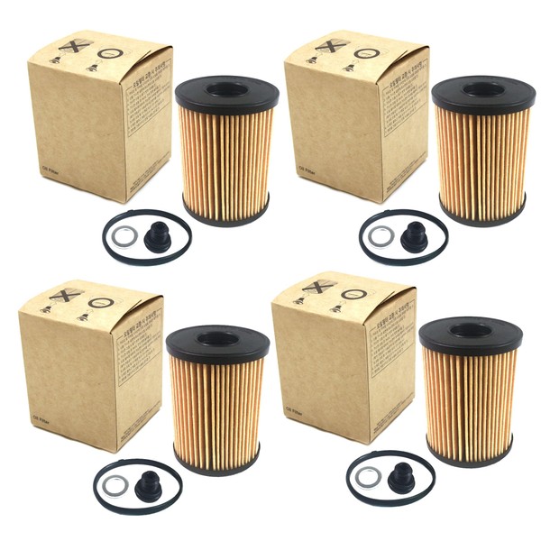 4SET Engine Oil Filter Element compatible with select HYUNDAI KIA