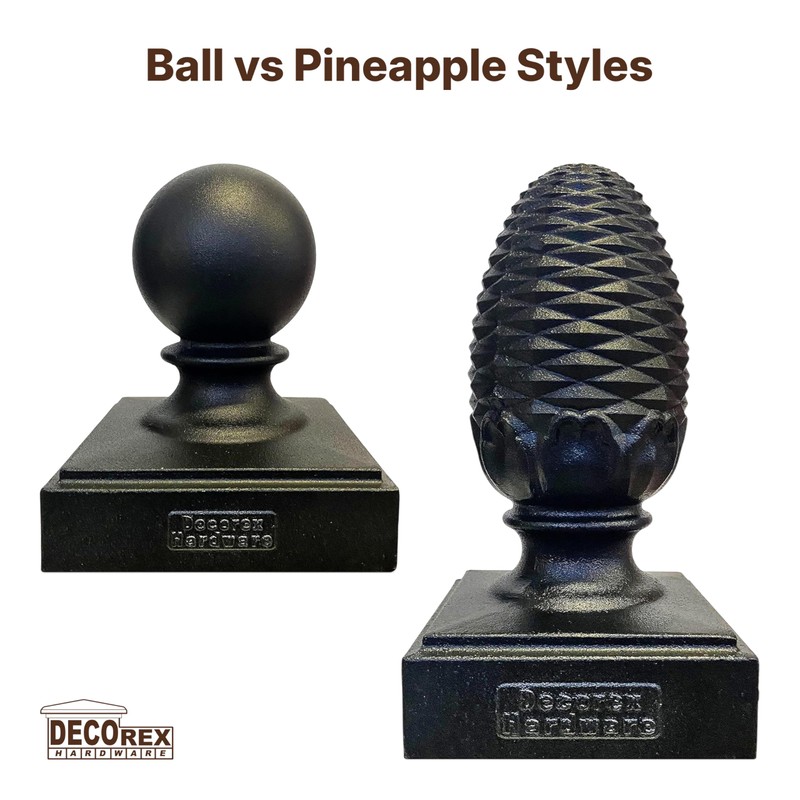 Decorex Hardware Cast Aluminum Pineapple Post Cap – Black Powder