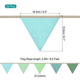 sourcing map 8.5 Feet Garland Pennant Bunting Fabric Flags Hangings Banner Green for Christmas Bridal Shower Party Anniversary Wedding Festivals Decorations 10Pcs