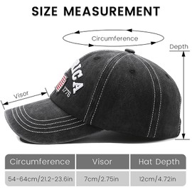USA Flag Hats Black Adjustable Baseball Cap for Men Embroidery America EST 76 Hat for Men Washed Distressed Cotton Fitted Cap Patriotic American Flag DAD Denim Trucker Hat Unisex Vintage Baseball Hats