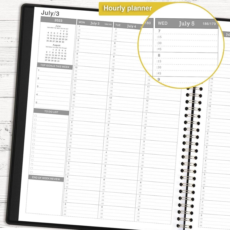 Artfan Large Black 2025 2026 Weekly Appointment Planner Hourly Book