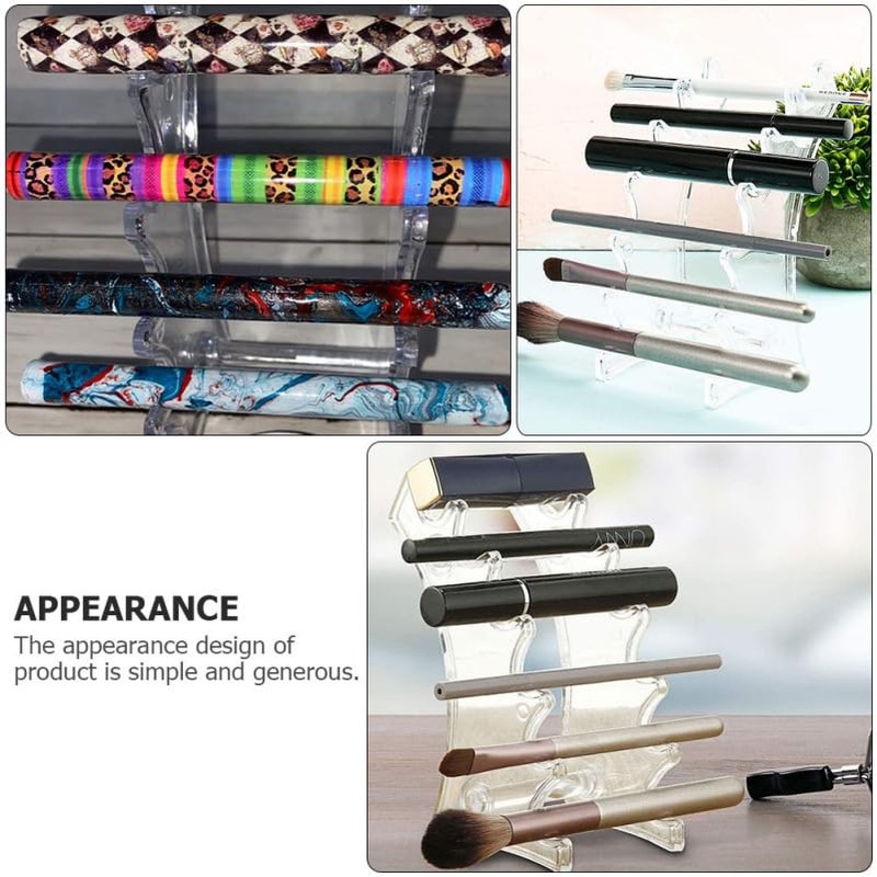 FOMIYES Transparent Acrylic Pen Holder for Desk, 2Pcs Eyeliner Eyebrow