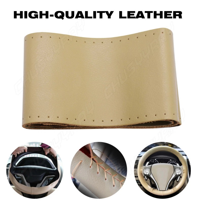 CHUSYYRAY Car Steering Wheel Cover Genuine Leather Sport DIY With