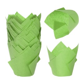 sourcing map 50 Pcs Tulip Baking Cups Cupcake Muffins Liners Paper Greaseproof Wrappers for Wedding Birthday Party Festivals Christmas, Green