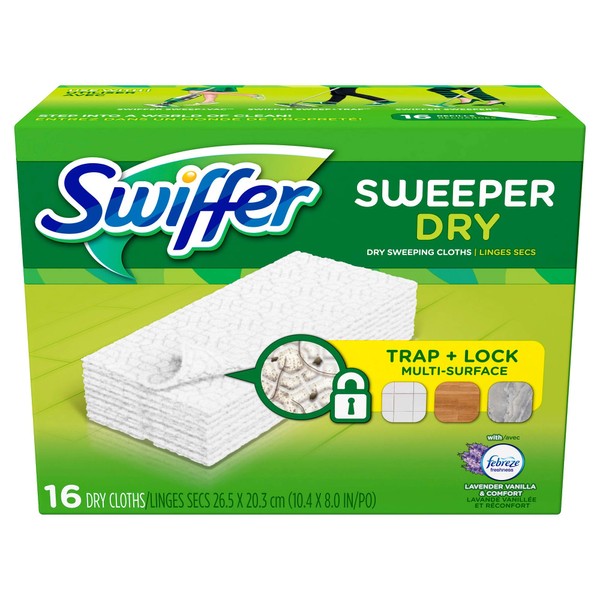 Swiffer Sweeper Dry Cloth Refill-Lavender Vanilla & Comfort-16 count (2 Pack)