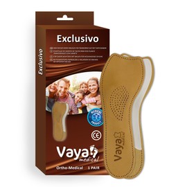 Vaya Exclusivo Orthopaedic Insoles for Flatfoot Hallux with Bunion for High-Heeled Shoes, Brown, Size 40
