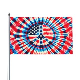 zyatbwi Tie Dye Peace Flag World Peace Rainbow Sign US Flags 3x5 Ft for Home Outdoor Indoor Decoration Banner