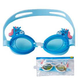 June Sports Cute Kids Swimming Goggles, Clear Vision Waterproof UV Protection Triathlon Swim Goggles No Fog with Free Protection Case for Children Teens,Multiple Cute Cartoon Styles Blue Unicorn SG7