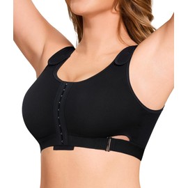 CYDREAM Wireless Front Closure Bras for Women No Underwire Full Coverage - Post Surgery Compression Comfortable Everyday Bra (US, Alpha, Medium, Regular, Regular, Black)