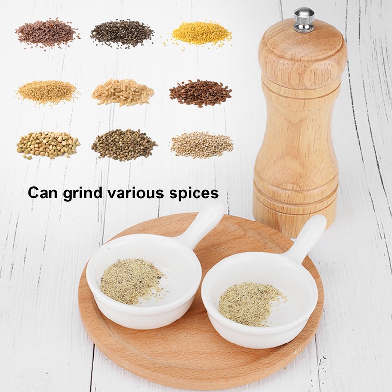 2pcs Wood Salt and Pepper Grinder Adjustable Coarseness Wooden Pepper