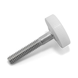 1/4"-20 x 1-1/2" Thumb Screw Stainless Steel - White Knurled Round Plastic Oversized Knob - Standard/Coarse Thread Thumbscrew - Length: 1.500" - Proudly Built in USA - Package of (4)