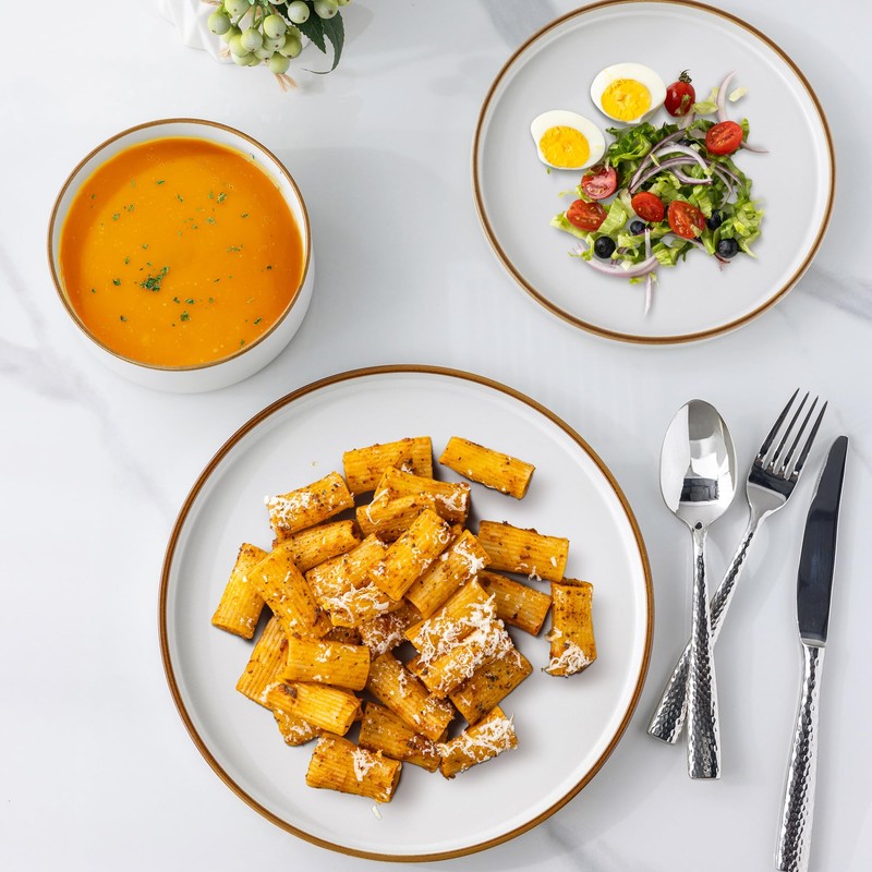 LERATIO Ceramic Dinnerware Sets for 6, High Edge Stoneware Plates