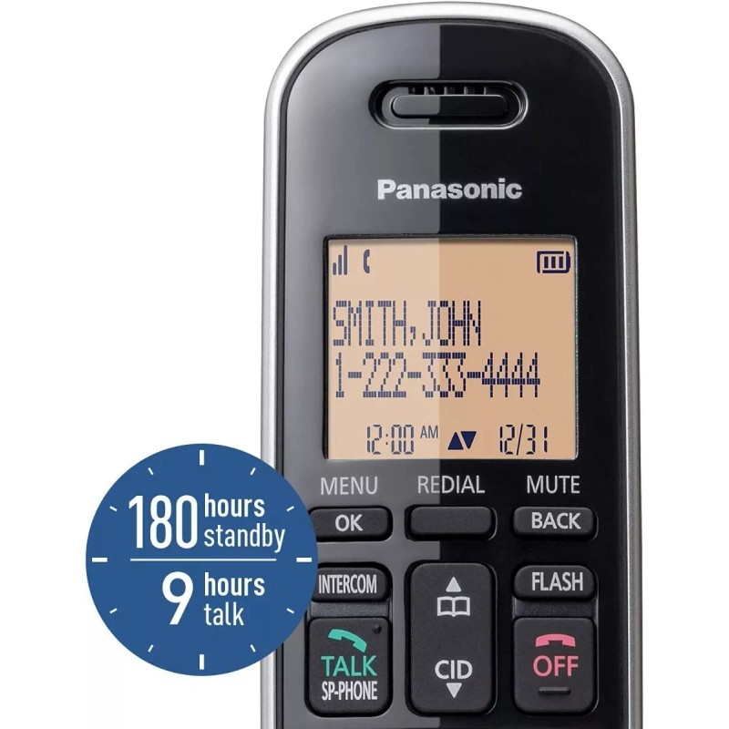 Panasonic Teléfono Inalámbrico Compacto Panasonic Con Bloqueo Llamadas Color Plateado