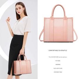 COCIFER The Tote Bag Crossbody Purses for Women Shoulder Bag Handbags PU Leather Top Handle Bags with zipper (BZ Pink)