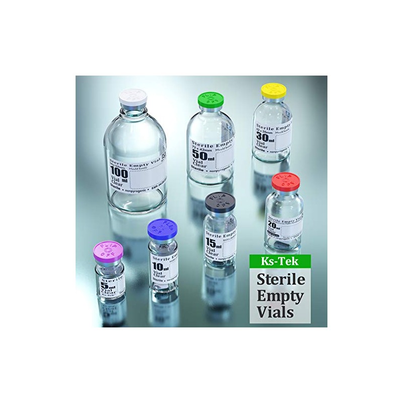 Ks-Tek Sterile Empty Vials with Self Healing Injection Port,with Flip