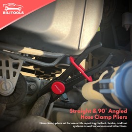BILITOOLS Hose Pinch Off Pliers Clamp Pliers Plastic Straight & 90 Angled for Flexible Fuel Line Radiator Coolant Brake Line Hoses Clamp etc