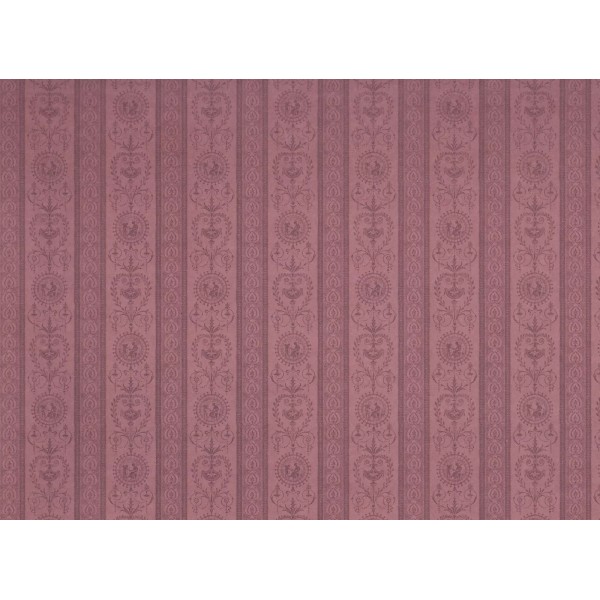 MiniGraphics Dollhouse Wallpaper Dark Mauve x3 Sheets "Sheraton Rose" 1:12