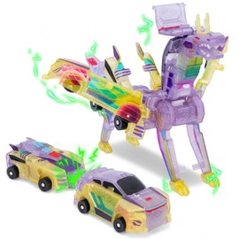 Hjhyqex 2-in-1 Dinosaur & Car Transforming Toy - Magnetic Collision Robot Cars for Kids | Fun Collision Transformation Toy for Boys & Girls | Perfect Birthday & Christmas Party Gift