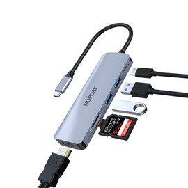 HOPDAY USB C Hub 6-in-1 Dual Monitor Adapter, 4K HDMI, 100W PD, USB 3.0, SD/TF for MacBook Pro/Air, Surface, Dell, HP