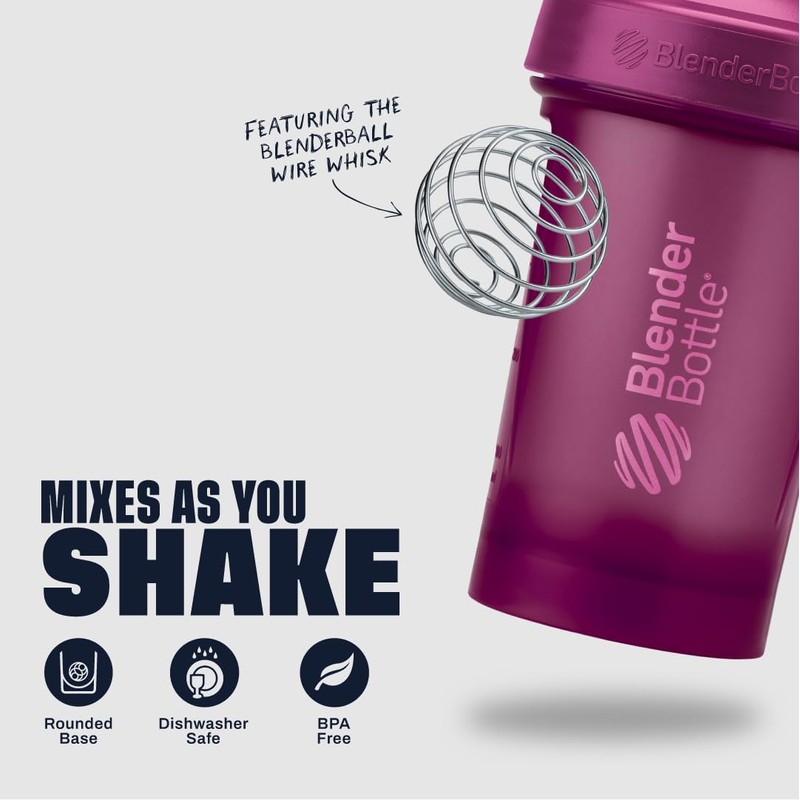 BlenderBottle Classic V2 Shaker Bottle Perfect for Protein Shakes and