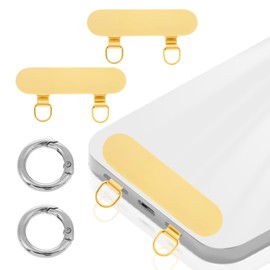 2 Pcs 2 Way Metal Phone Tether Tab Upgraded Double Buckle Hole Ring Cellphone Lanyard Patch Universal Phones Cases Strap Connector with Spring Rings Phone Charm Hook Phones Strap Replacement Part