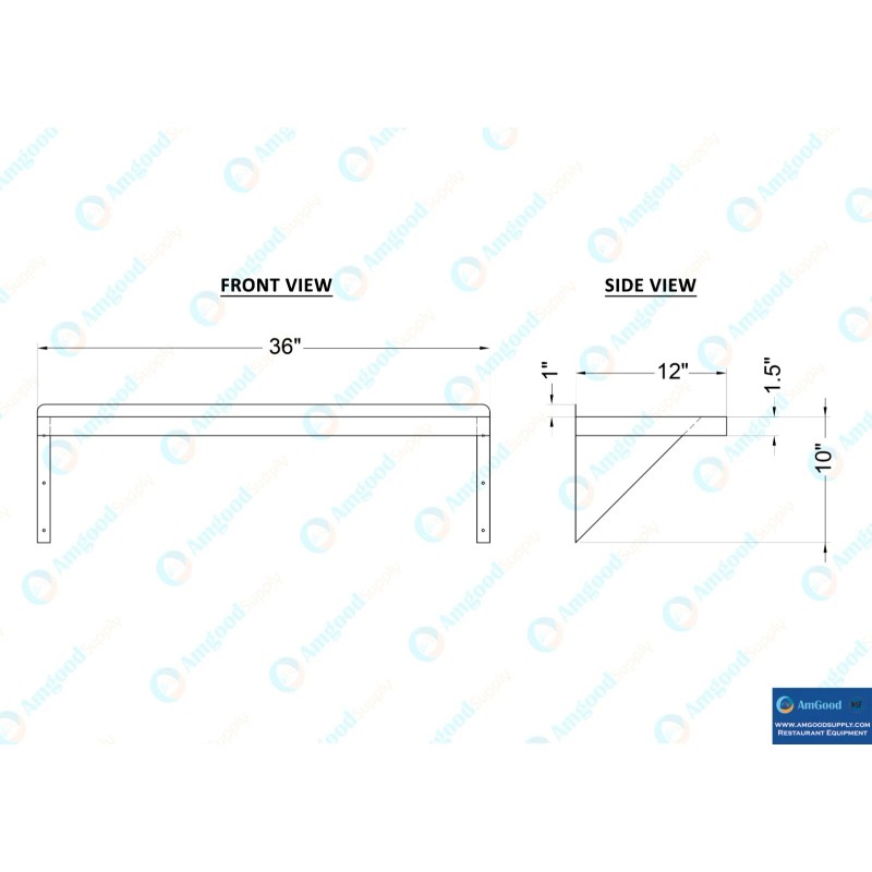 AmGood 12" Width x 36" Length | Stainless Steel Wall