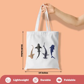 CFGBFDGH Sharks Tote Bag, Shark Gifts, Cute Sea Animals Shark Stuff Beach Bag Shopping Bags, Shark Themed Gifts for Shark Lovers Friends Women College Work Bag Graduation Birthday Vacuum Cleaner Bag