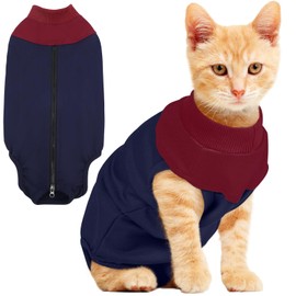 IECOii Cat Postoperative Clothes with Zipper, Cat Clothing, Licking Prevention, Scratch Prevention, Postoperative Wear, Skin Protection, Wound Protection, Elizabeth Wear, Contraception, Weaning,