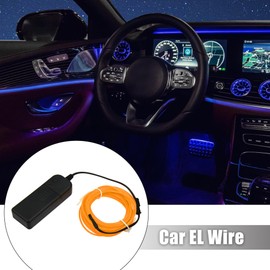 X AUTOHAUX 4 Meter/13ft Neon EL Wire String Strip Yellow Cold Light Glow String Strip for Car Interior Decoration