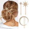 3 Pack Moon Star Hair Clips, Vintage Star Moon Hair