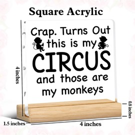 Boss Gifts Bosses Day Gift for Women Men, Funny Office Gift for Boss Leader Mentor, Crap This Is My Circus Those Are My Monkeys Acrylic Plaque Sign for Home Office Cubicle