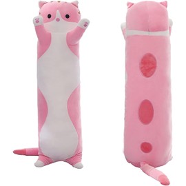 Guovita Cute Long Plush Cat Pillow,Soft Plushie Stuffed Animal Toy,Gift for Kids Girlfriend (Pink, 43.3inch/110cm)