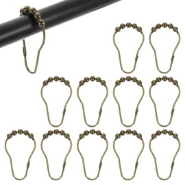 sourcing map 12Pcs Shower Curtain Hooks, Metal Roller Balls Glide Shower Rings, Curtain Rolling Shower Lock Hooks for Rust Proof Smooth Gliding, Bronze