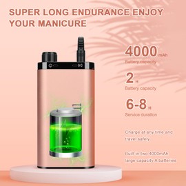 Portable Acrylic Nail Drill 35000RPM,Professional Electric Nail E-File Machine for Gel Nails,Nail kit Drill Bits Manicure Tool Suitable Salon Home Use（Gold）